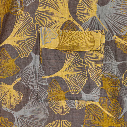 Vintage Ginkgo Leaf Cotton Double Gauze Robe - image 10
