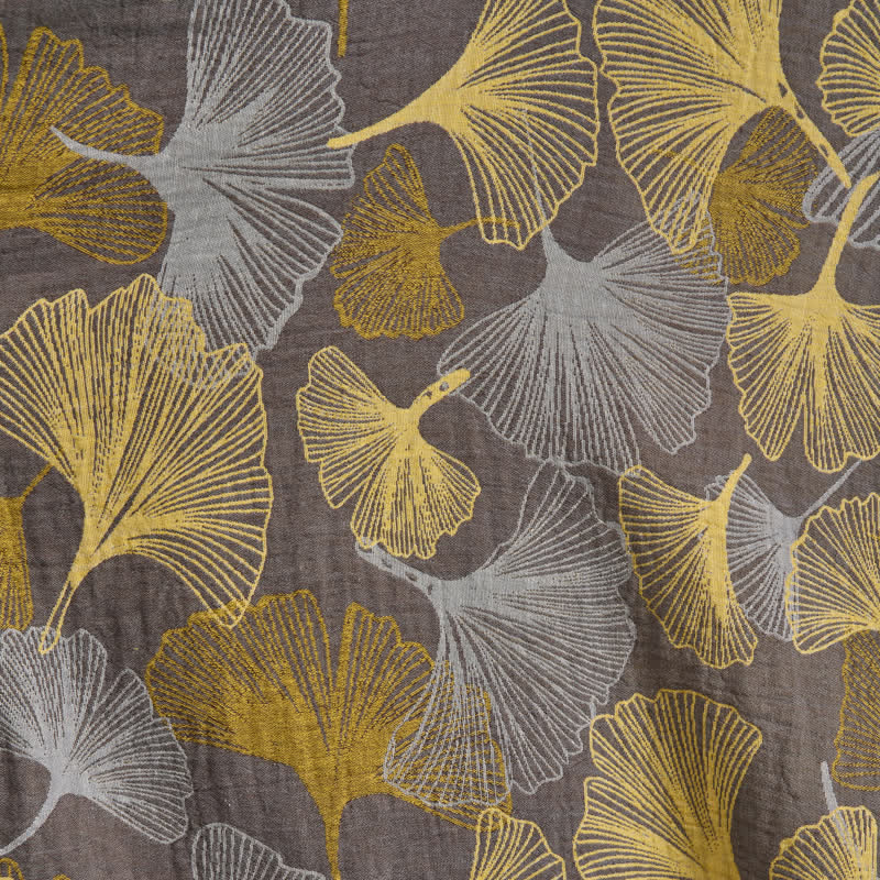 Vintage Ginkgo Leaf Cotton Double Gauze Robe - image 11