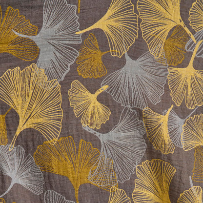 Vintage Ginkgo Leaf Cotton Double Gauze Robe - image 11