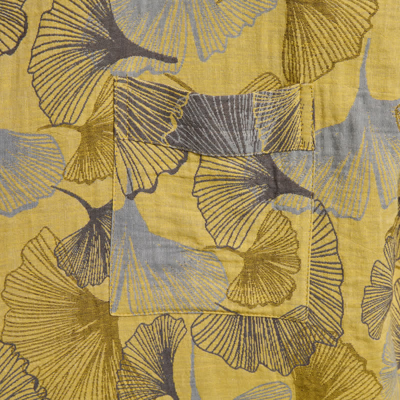 Vintage Ginkgo Leaf Cotton Double Gauze Robe - image 4