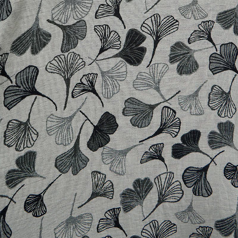 Black White Ginkgo Leaf Cotton Kimono Robe - image 13