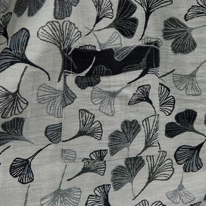 Black White Ginkgo Leaf Cotton Kimono Robe - image 12