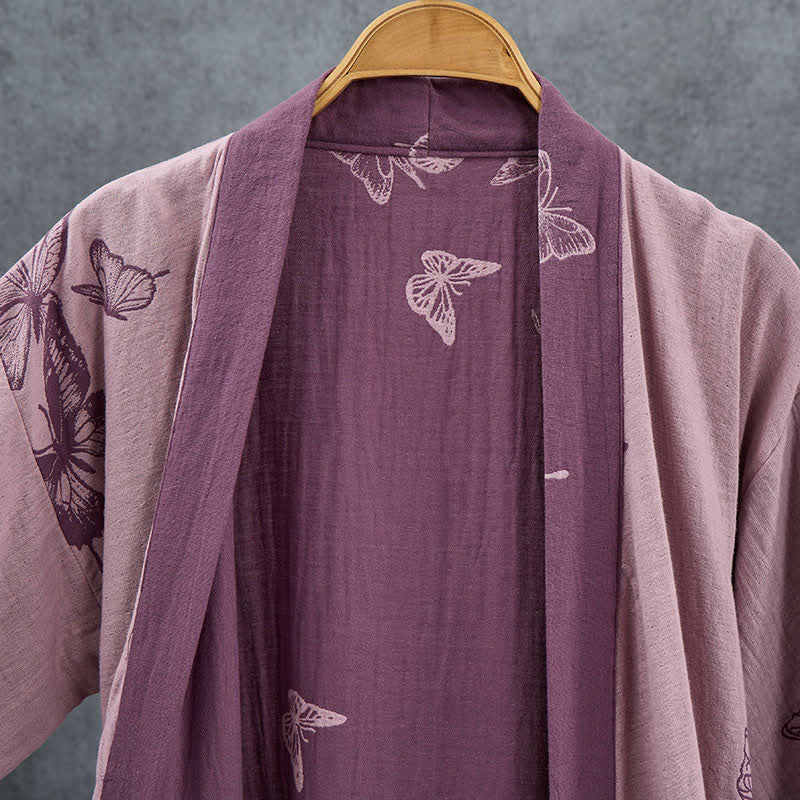Butterfly Cotton Double Gauze Kimono Robe - image 10