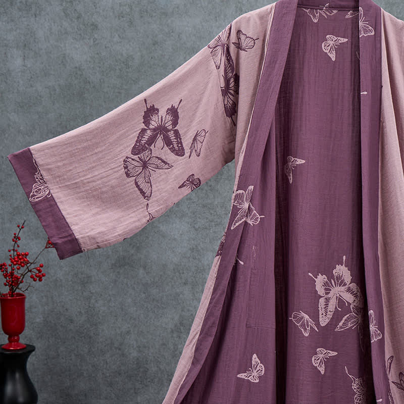 Butterfly Cotton Double Gauze Kimono Robe - image 9