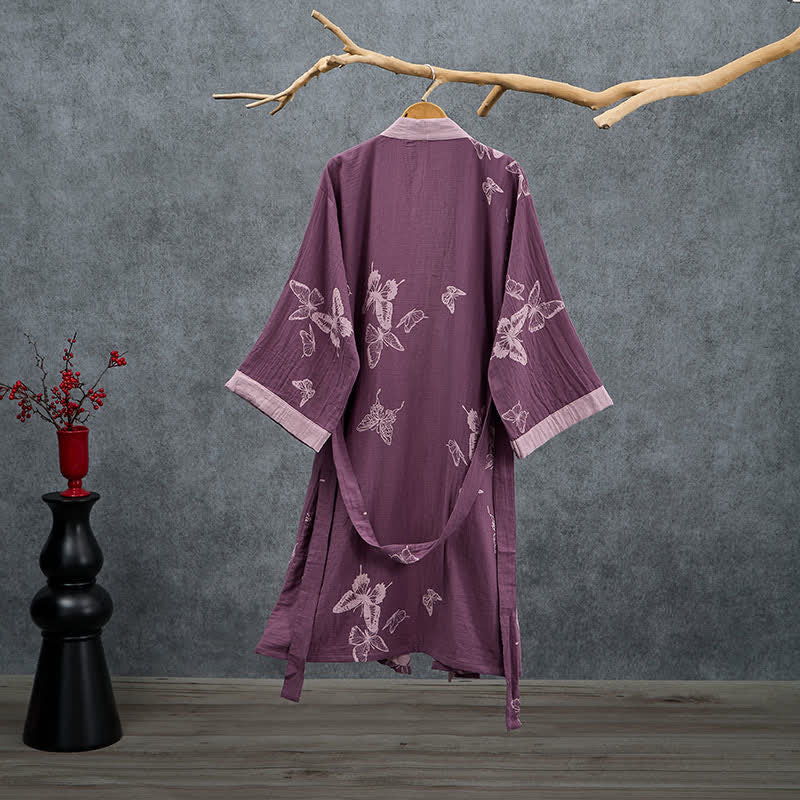 Butterfly Cotton Double Gauze Kimono Robe - image 1