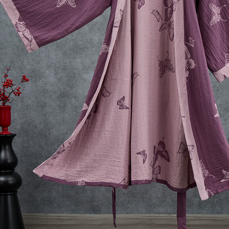 Butterfly Cotton Double Gauze Kimono Robe - image 4