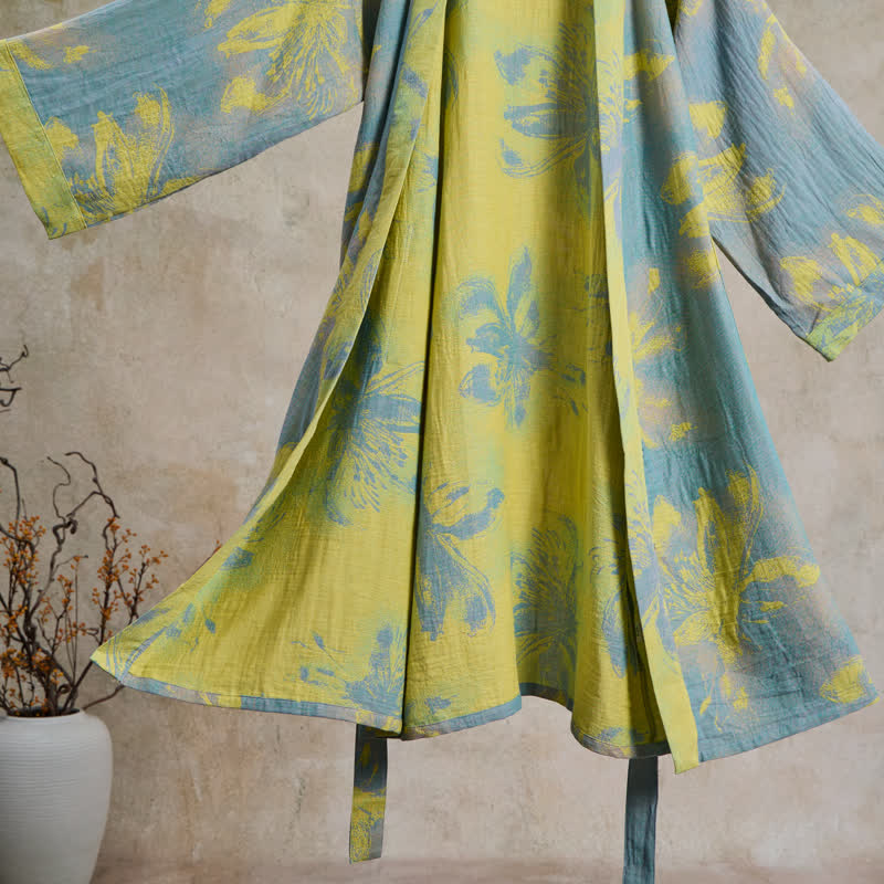 Bohemian Floral Cotton Double Gauze Kimono Robe - image 4