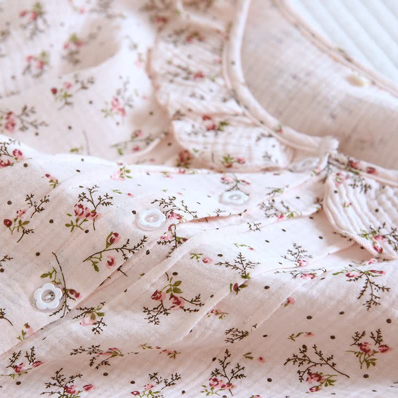 Dainty Floral Ruffle Collar Cotton Muslin Nightgown - image 3