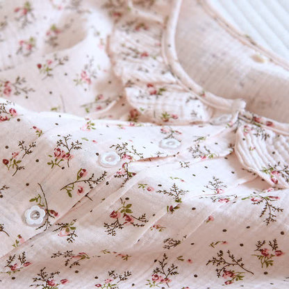Dainty Floral Ruffle Collar Cotton Muslin Nightgown - image 3