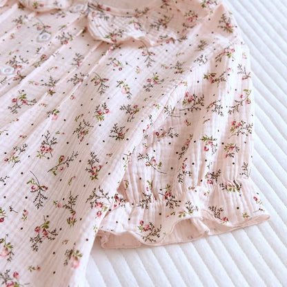 Dainty Floral Ruffle Collar Cotton Muslin Nightgown - image 4
