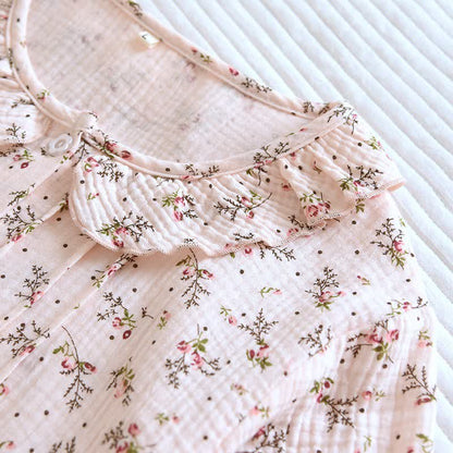 Dainty Floral Ruffle Collar Cotton Muslin Nightgown - image 2