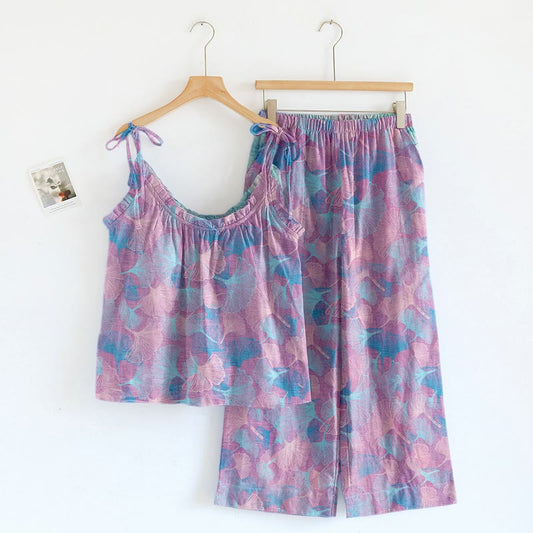 Dreamy Ginkgo Leaf Cami Loungewear Set - Purple - XL - image 0