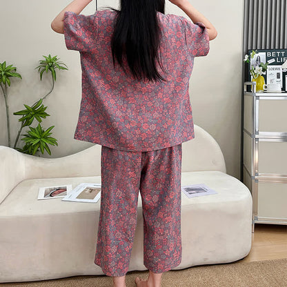 Plus Size Ruffle Trim Cropped Capri Loungewear Set - image 9