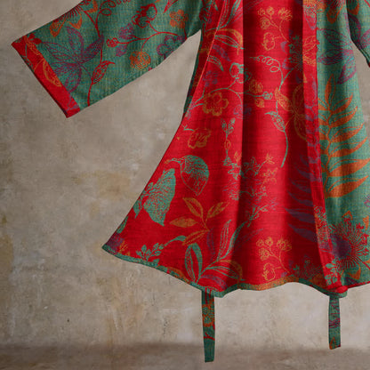 Retro Leaf Jacquard Cotton Kimono Robe - image 9
