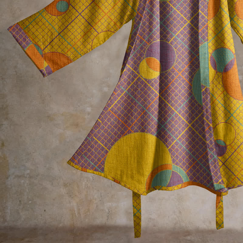 Retro Geometric Circle Cotton Robe - image 9
