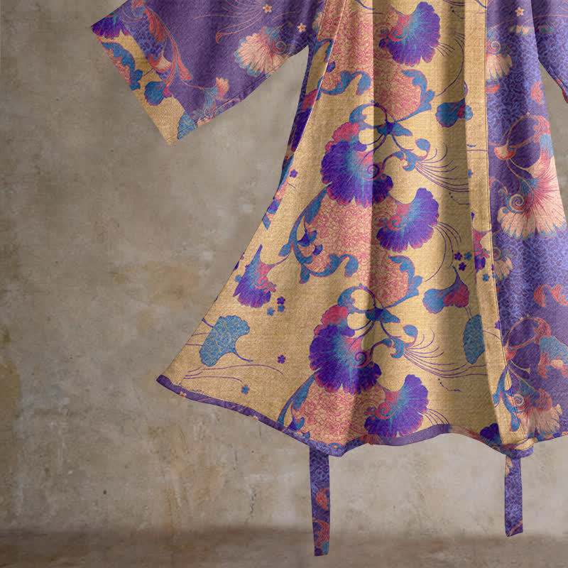 Floral Cotton Gauze Kimono Lounge Robe - image 4