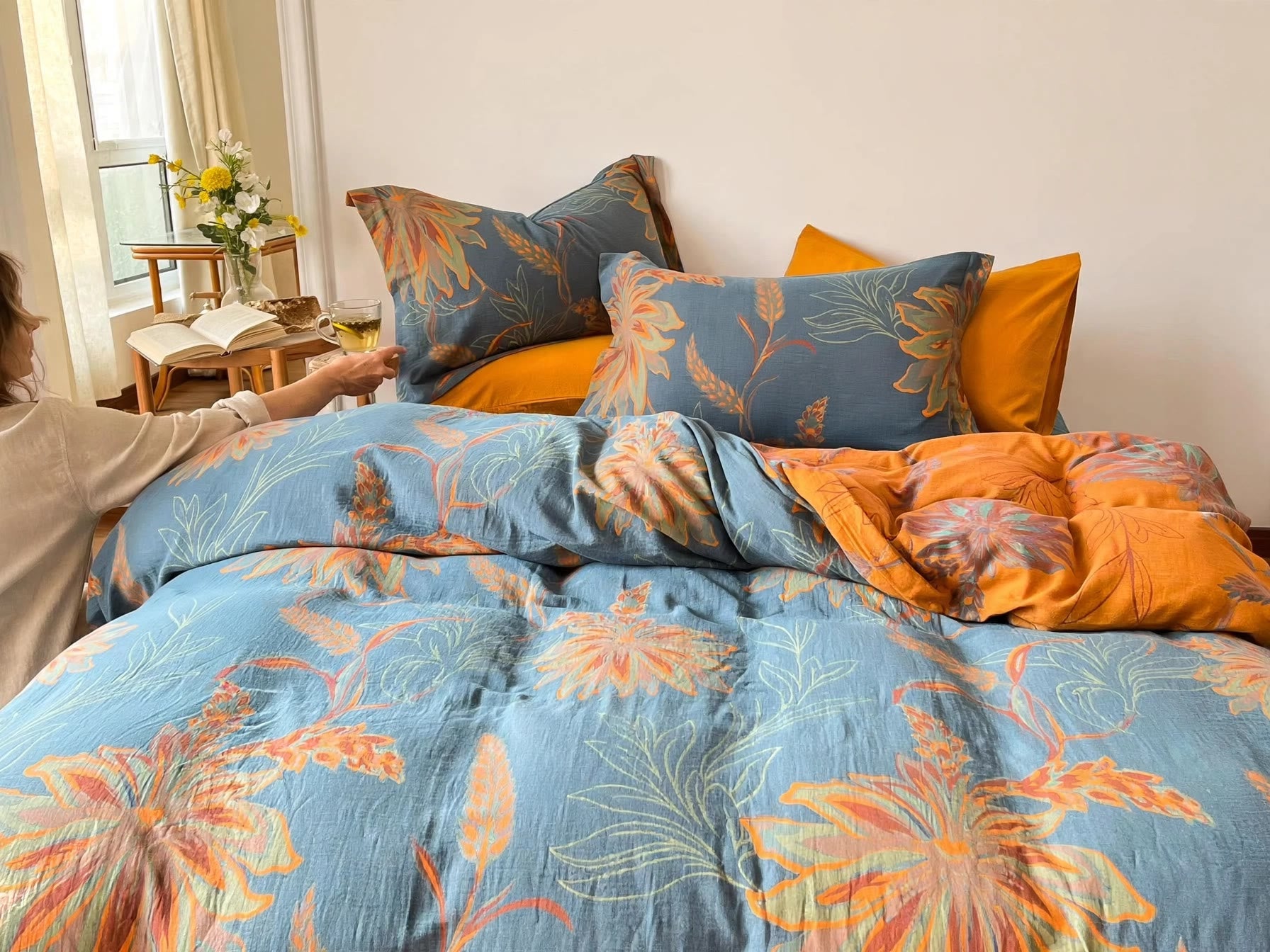 Vintage Floral Cotton Gauze Bedding Set - image 3