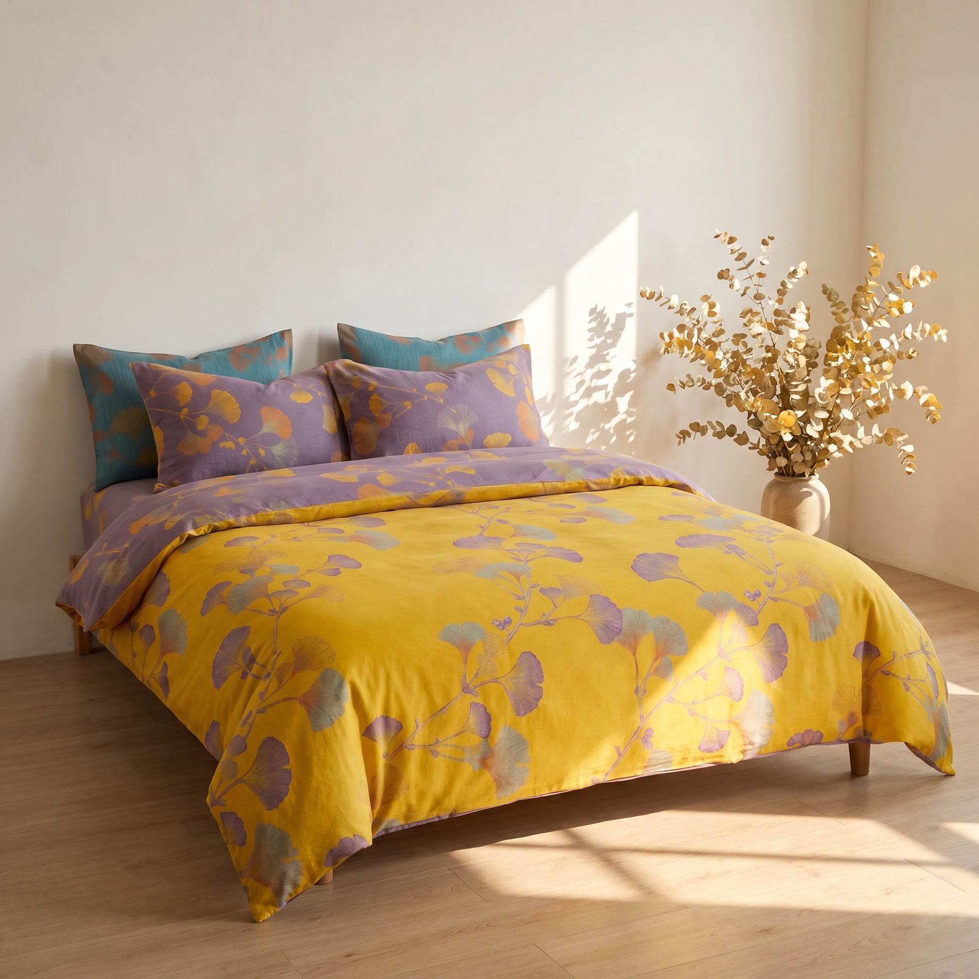 Vintage Ginkgo Leaf Cotton Bedding Set - image 11