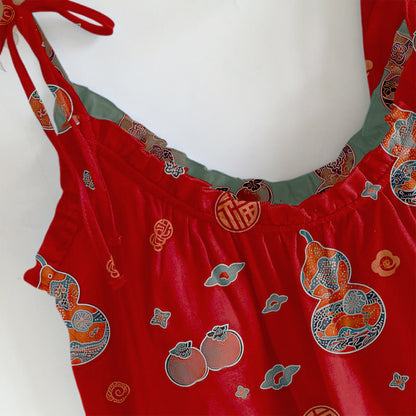 Lucky Gourd Print Cotton Pajama Set - image 1