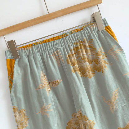 Retro Peony Butterfly Cotton Loungewear Set - image 5