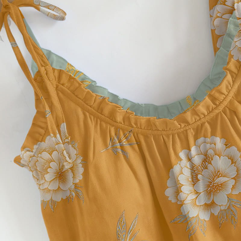 Retro Peony Butterfly Cotton Loungewear Set - image 1