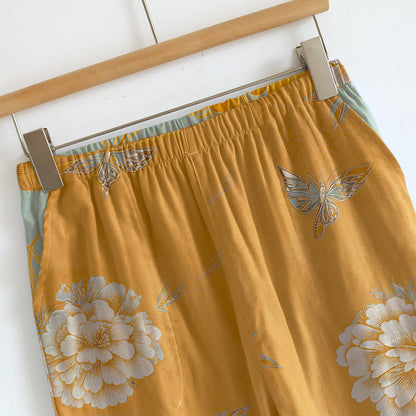 Retro Peony Butterfly Cotton Loungewear Set - image 2