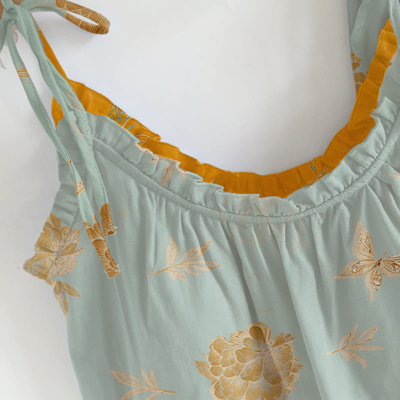 Retro Peony Butterfly Cotton Loungewear Set - image 4