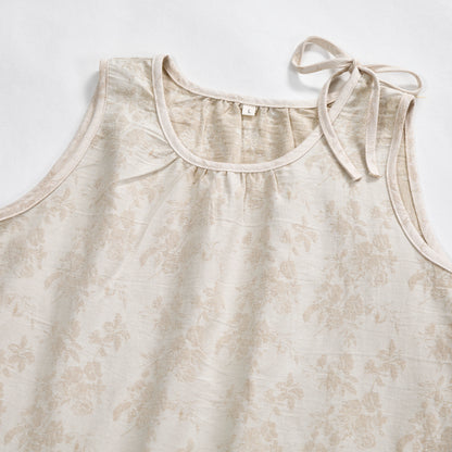 Beige Retro Flower Cotton Nightdress - image 2