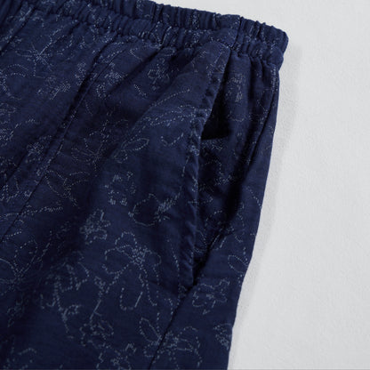 Retro Navy Blue Floral Cotton Tank Loungewear Set - image 7