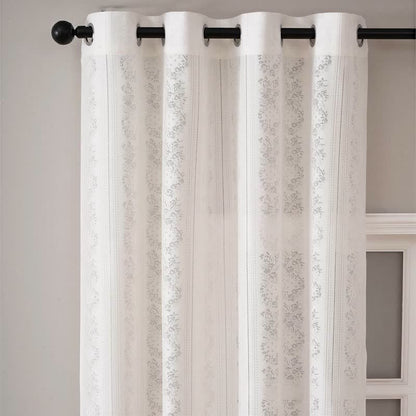 Vertical Stripe Light Filtering Grommet Window Drape - image 3