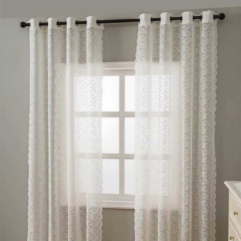 Grommet Top Airy Voile Lace Sheer Curtain - image 1