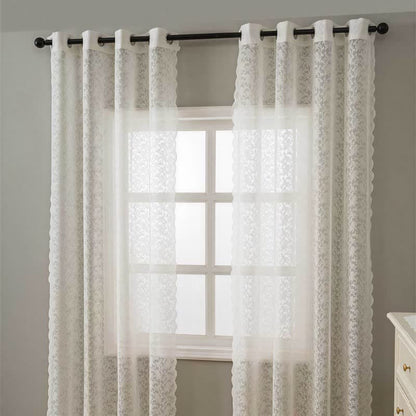 Grommet Top Airy Voile Lace Sheer Curtain - image 1