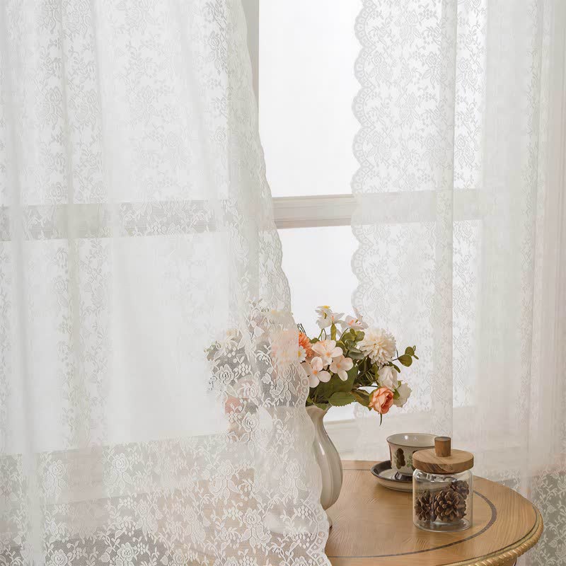 Grommet Top Airy Voile Lace Sheer Curtain - image 8