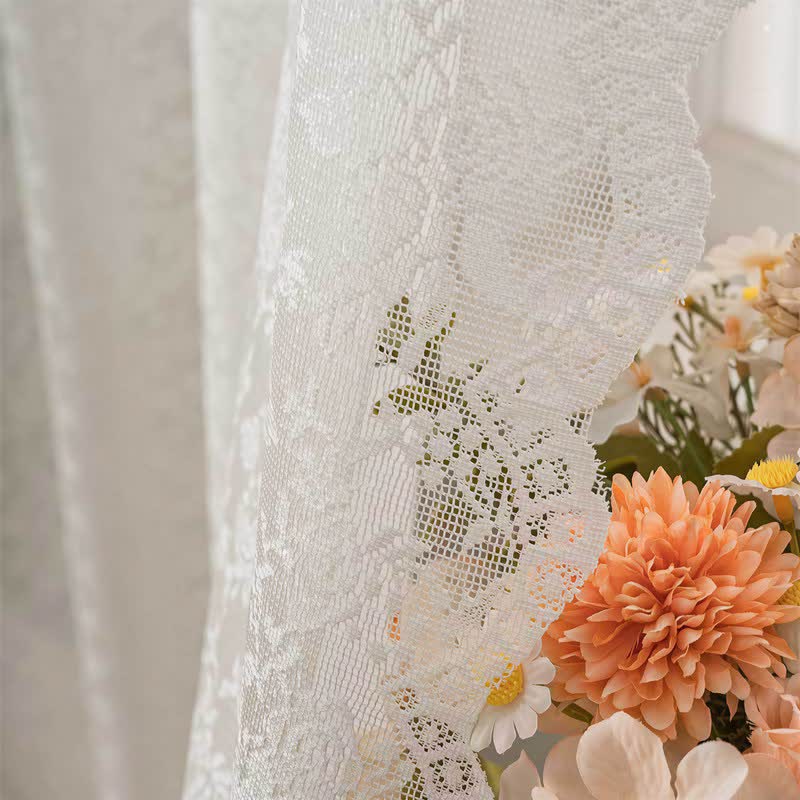 Grommet Top Airy Voile Lace Sheer Curtain - image 9