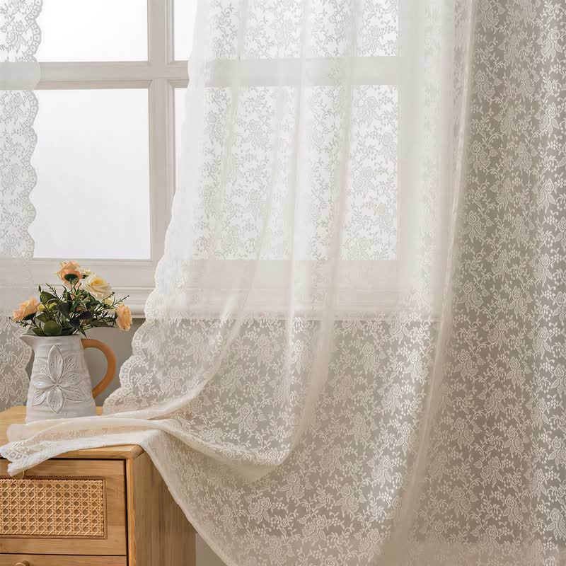 Grommet Top Airy Voile Lace Sheer Curtain - image 2
