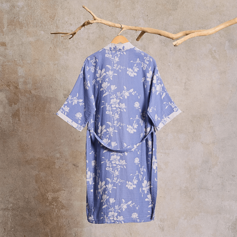 Double Gauze Elegant Floral Cotton Kimono Robe - image 1