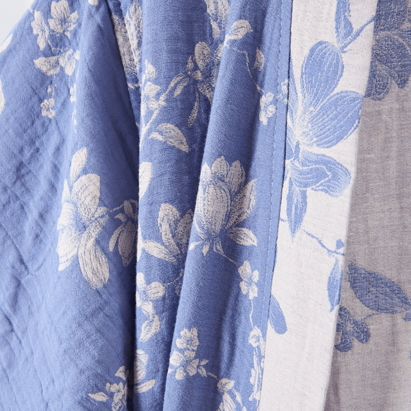 Double Gauze Elegant Floral Cotton Kimono Robe - image 5