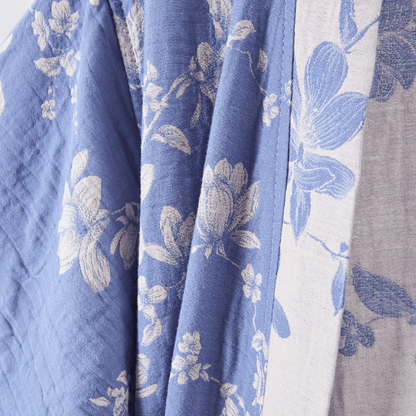 Double Gauze Elegant Floral Cotton Kimono Robe - image 5
