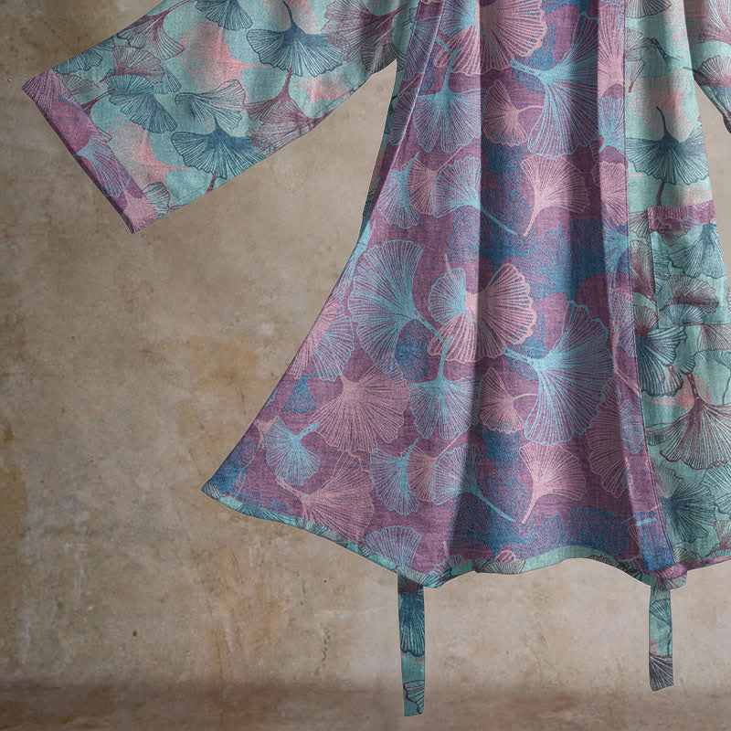 Dreamy Ginkgo Leaf Cotton Kimono Robe - image 4