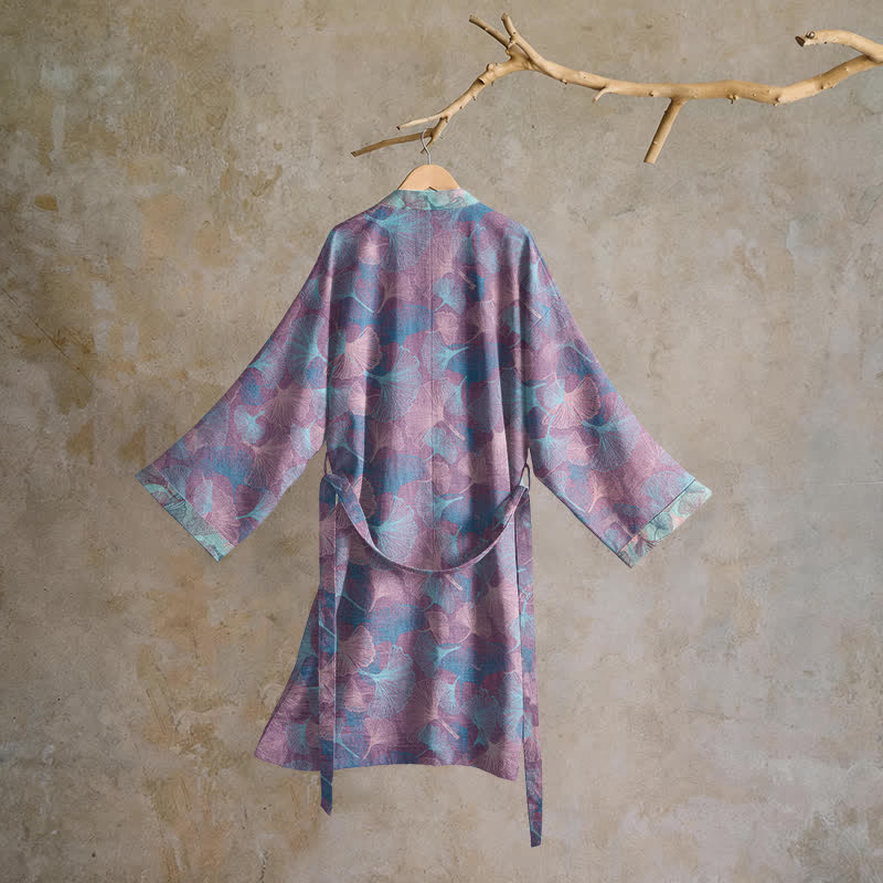 Dreamy Ginkgo Leaf Cotton Kimono Robe - image 7