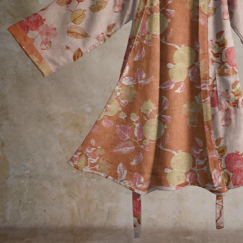 Botanical Pomegranate Print Cotton Kimono Robe - image 10