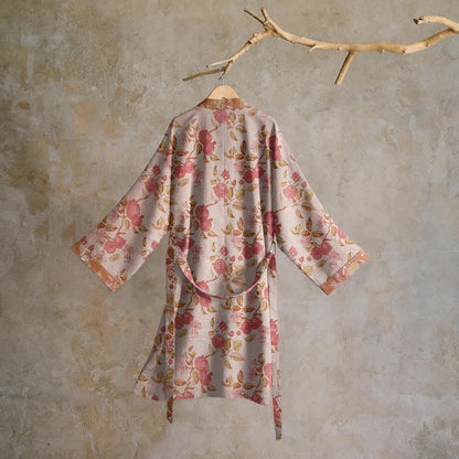 Botanical Pomegranate Print Cotton Kimono Robe - image 7