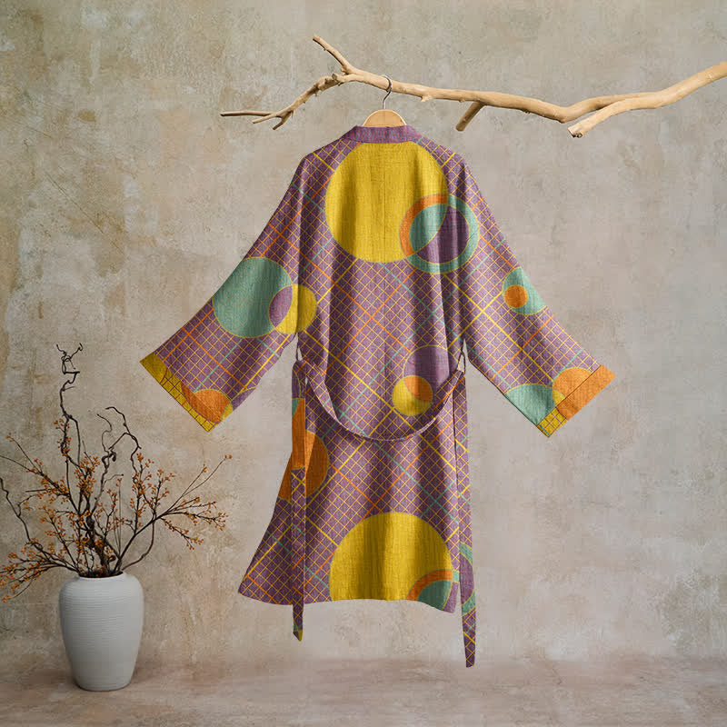 Retro Geometric Circle Cotton Robe - image 1