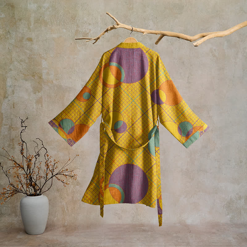 Retro Geometric Circle Cotton Robe - image 7
