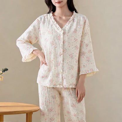 Refresh Floral Cotton Gauze Ruffle Loungewear Set - image 4