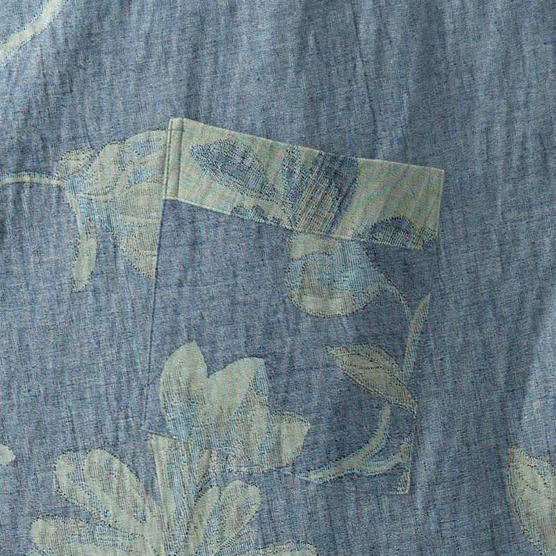 Sage Blue Floral Cotton Kimono Robe - image 5