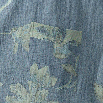 Sage Blue Floral Cotton Kimono Robe - image 5