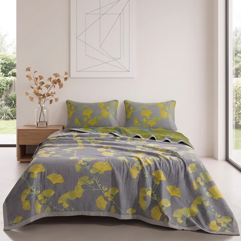 Retro Garden Flower Cotton Reversible Quilt - image 1