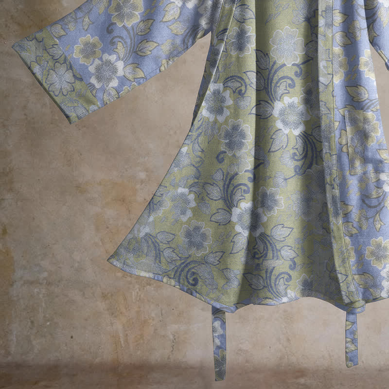 Retro Floral Cotton Kimono Robe - image 4