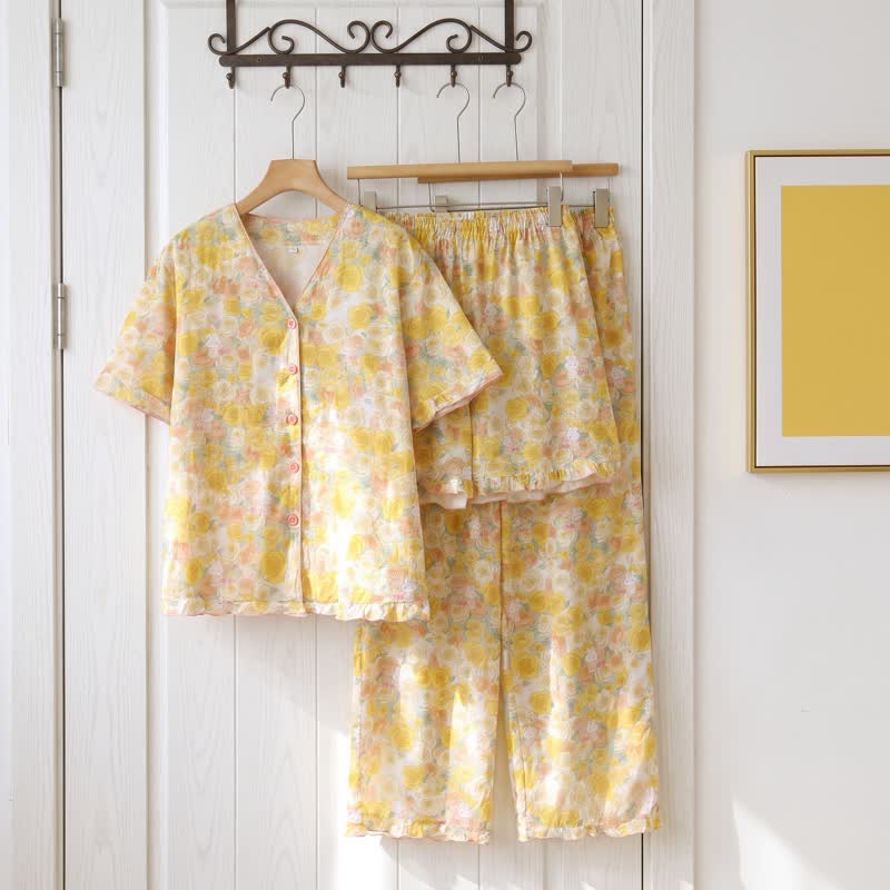 Yellow Rose Cotton 3pcs Loungewear Set - image 1